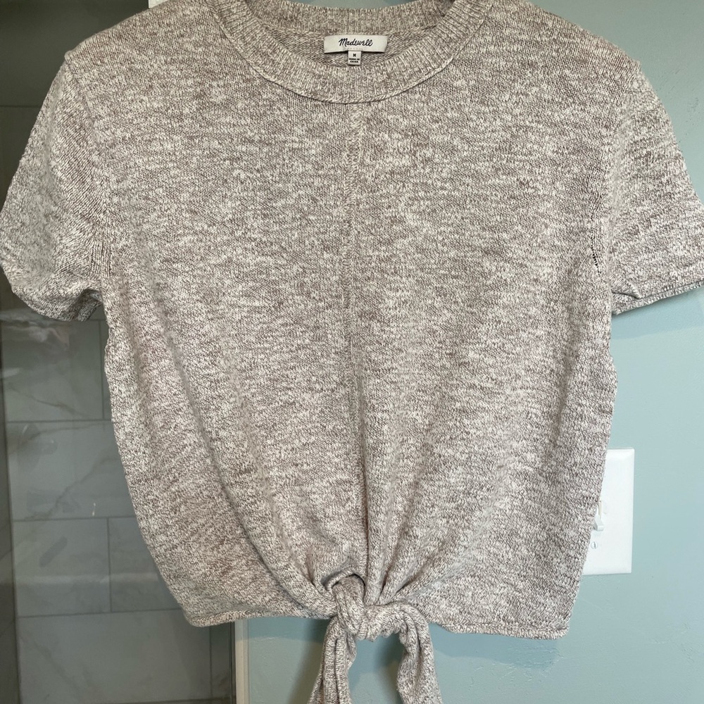 Madewell Tie Front Short Sleeve Sweater M - Picture 9 of 9